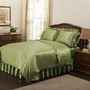Sage Green Satin Duvet & set of 2 pillow cases.